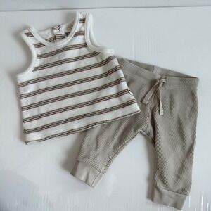 Easy Peasy Terrycloth Striped Tank and H and M Waffle-knit Pants Size 6-9 Months